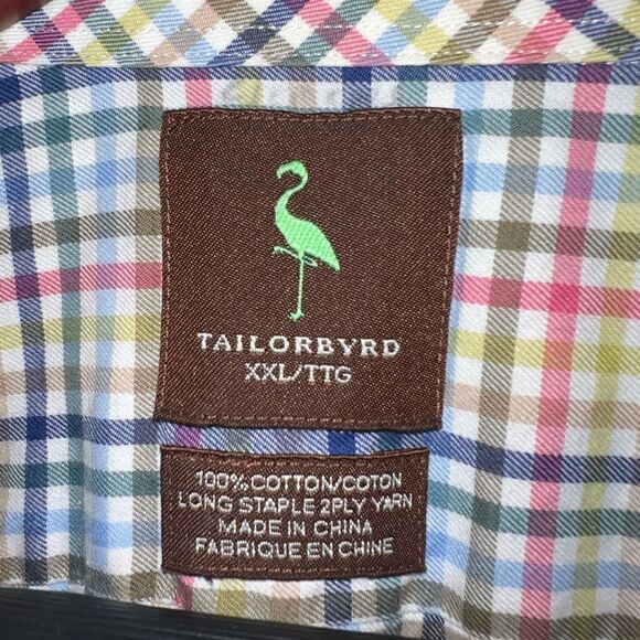 Tailorbyrd 100% cotton long sleeved plaid print men’s button down shirt XXL - Picture 5 of 9